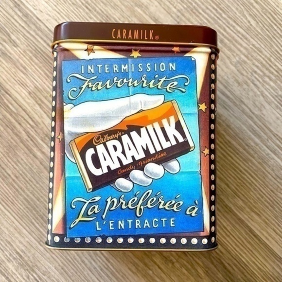 Vintage retro 1970’s CARAMILK collectible tin can with hinged lid. EEUC. - Picture 2 of 7